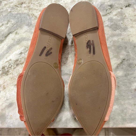 Sole Society Lydiah Peach Suede & Velvet Pointed Toe Flats Size 5.5 - Picture 10 of 12